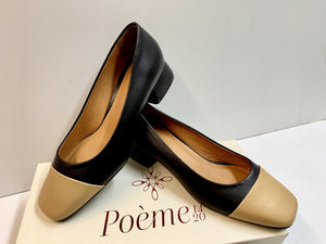 POEME E02DECOLLETE DONNA BASSO BICOLORE NERO/NOCCIOLA