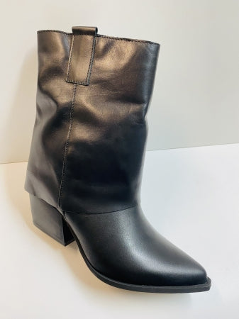 Loca 241 Stivali 3/4 in pelle nera con risvolto