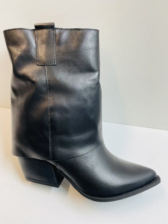 Loca 241 Stivali 3/4 in pelle nera con risvolto