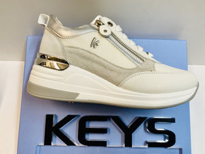 Keys 9021 sneakers donna in tessuto e pelle bianco