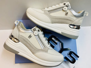Keys 9021 sneakers donna in tessuto e pelle bianco