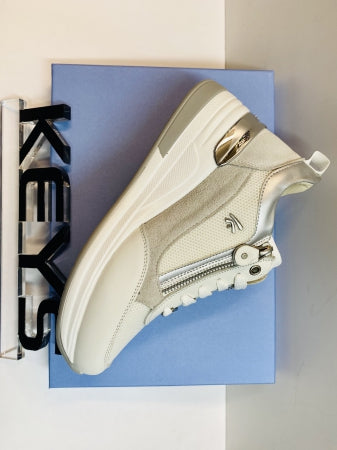 Keys 9021 sneakers donna in tessuto e pelle bianco