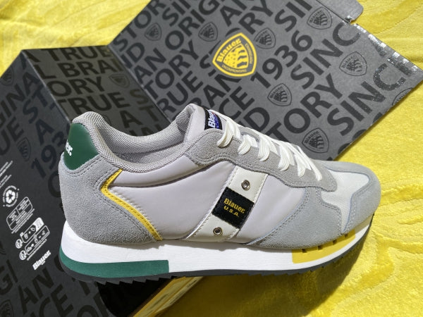 Blauer Queens01 sneakers in tessuto e pelle scamosciata white/green