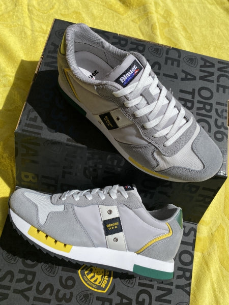 Blauer Queens01 sneakers in tessuto e pelle scamosciata white/green