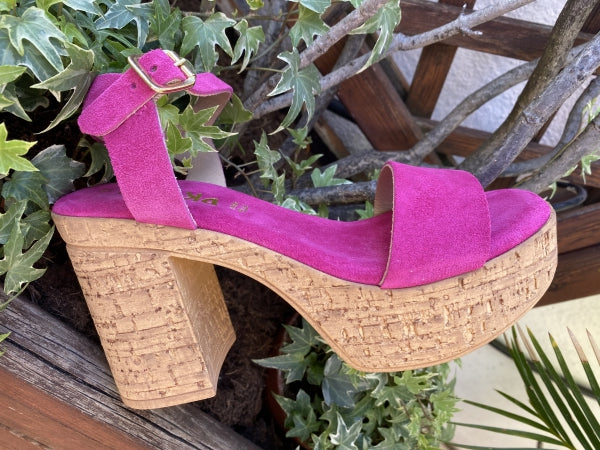 Kukka 6121 sandalo monofascia fuxia con fondo sughero