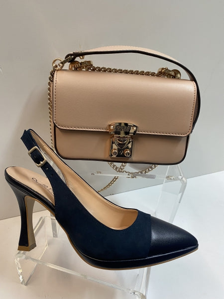 Ondepiane 1920 slingback con plateau in pelle blù