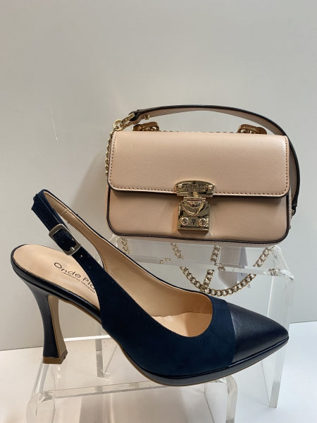 Ondepiane 1920 slingback con plateau in pelle blù