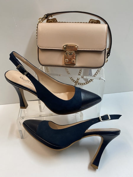 Ondepiane 1920 slingback con plateau in pelle blù