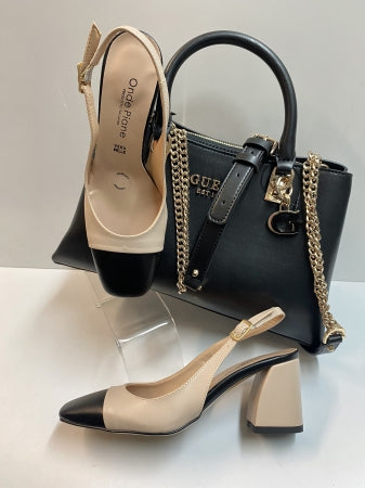 Ondepiane 407 slingback a tacco largo in pelle burro