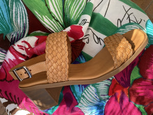 Shaddy 114240253 sandalo da donna doppia fascia intrecciata cuoio