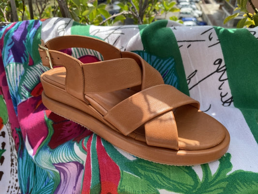 Shaddy 100243328 sandalo donna basso in pelle cuoio