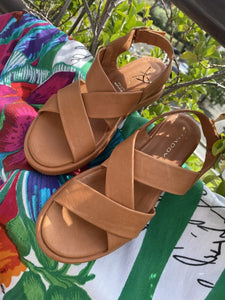Shaddy 100243328 sandalo donna basso in pelle cuoio
