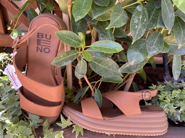 Bueno A2401 sandalo doppia fascia in pelle cuoio