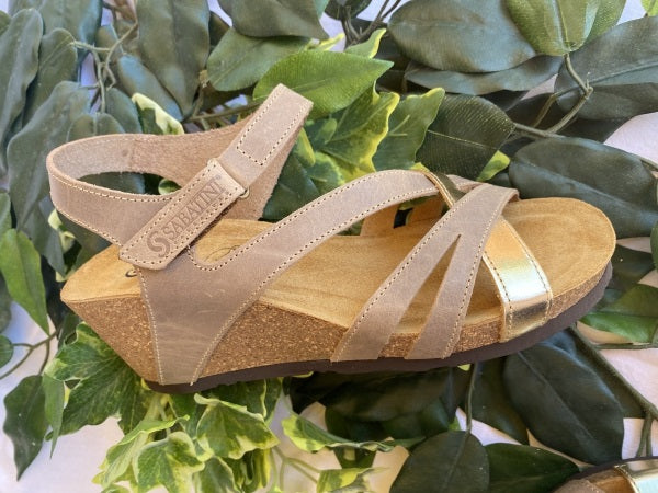 Sabatini 4351 Beige/Platino - Sandalo Donna In Morbido Nabuk
