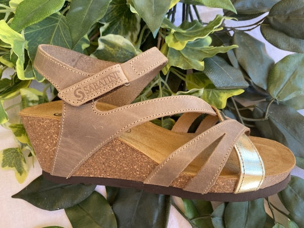 Sabatini 4351 Beige/Platino - Sandalo Donna In Morbido Nabuk