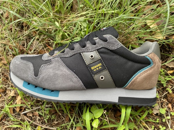 Blauer Queens 01 sneakers in tessuto e pelle scamosciata dark grey