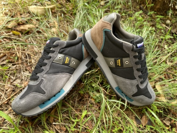 Blauer Queens 01 sneakers in tessuto e pelle scamosciata dark grey