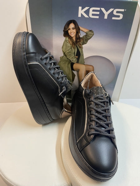 Keys 9885 sneakers donna fondo platform nero