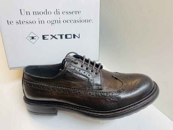 Exton 9820 derby uomo inglese lavorato pelle castagno