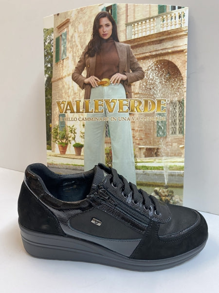 Valleverde 36211 sneakers in pelle e pelle scamosciata nero