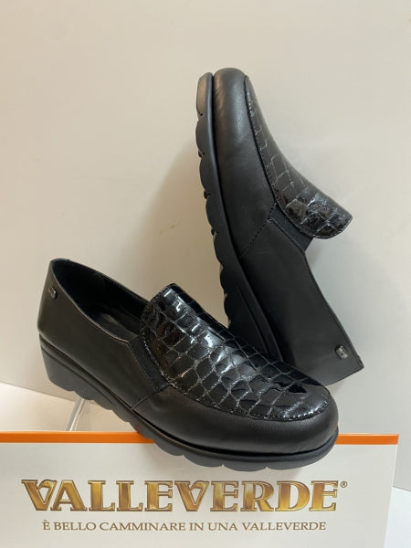 Valleverde VS10301 mocassino donna in nappa e pattina in cocco nero