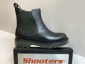 Shooters S22761-01 stivaletto chelsea donna in pelle nero con elastico verde