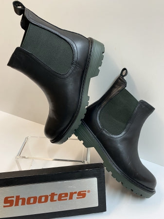 Shooters S22761-01 stivaletto chelsea donna in pelle nero con elastico verde