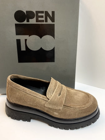 Open Too Air 1 mocassino donna in pelle scamosciata taupe