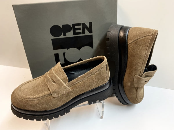 Open Too Air 1 mocassino donna in pelle scamosciata taupe