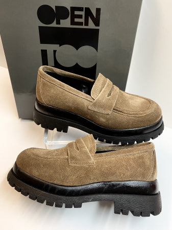 Open Too Air 1 mocassino donna in pelle scamosciata taupe