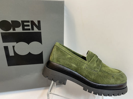 Open Too Air 1 mocassino donna in pelle scamosciata verde