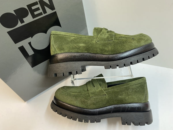 Open Too Air 1 mocassino donna in pelle scamosciata verde