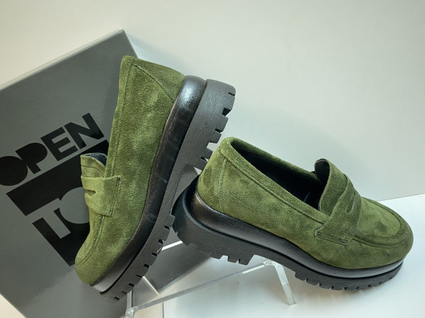 Open Too Air 1 mocassino donna in pelle scamosciata verde
