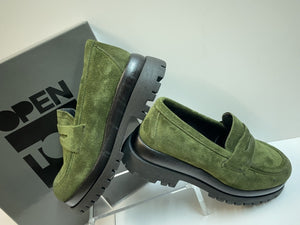 Open Too Air 1 mocassino donna in pelle scamosciata verde