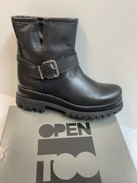Open Too Air 21A tronchetti con fibbia in pelle nero