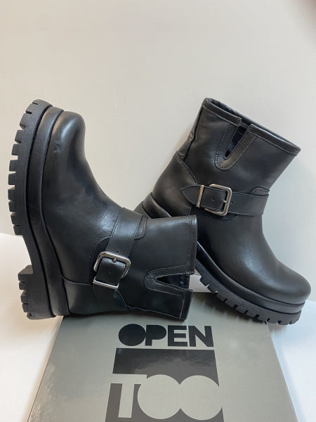 Open Too Air 21A tronchetti con fibbia in pelle nero