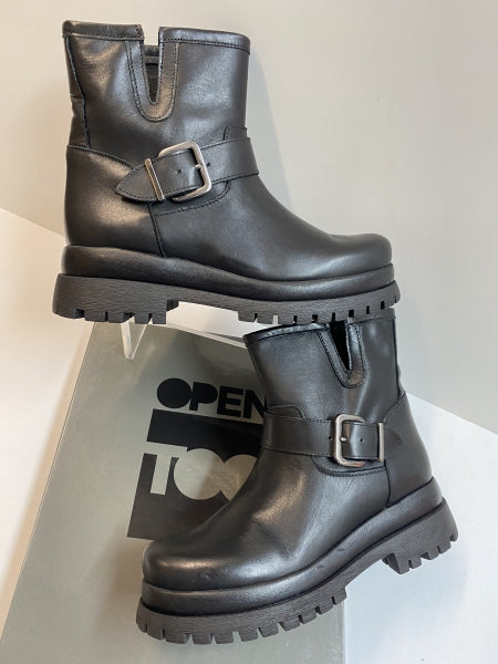 Open Too Air 21A tronchetti con fibbia in pelle nero