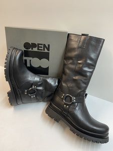 Open Too Air 3 stivali donna con fibbia in pelle nero