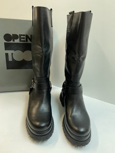 Open Too Air 3 stivali donna con fibbia in pelle nero