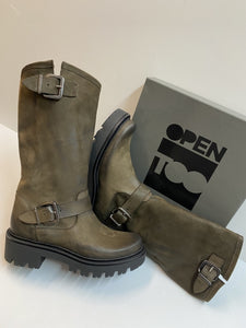 Open Too Gegia 1 stivale donna in pelle moro con doppia fibbia