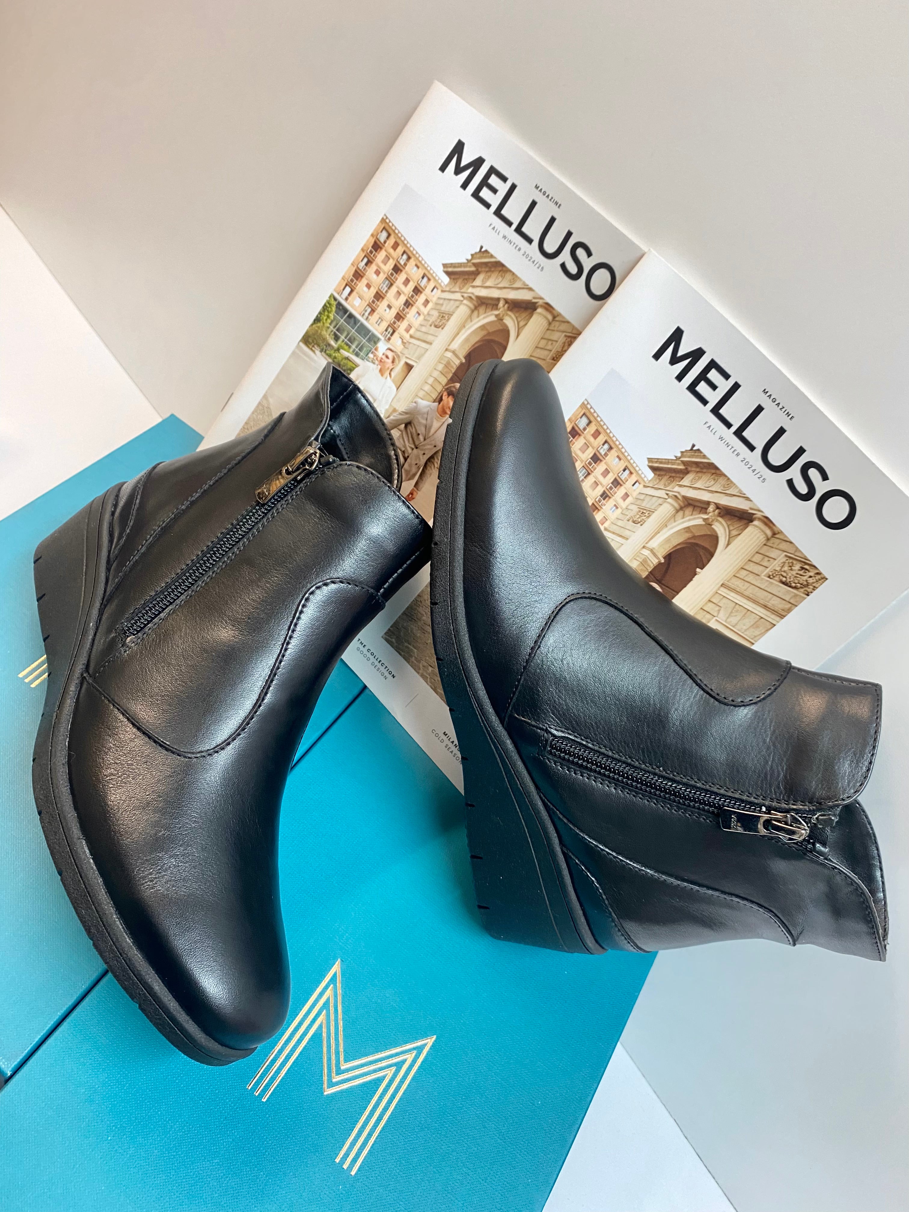 Melluso K91630 stivaletti donna in pelle nera con zip laterale