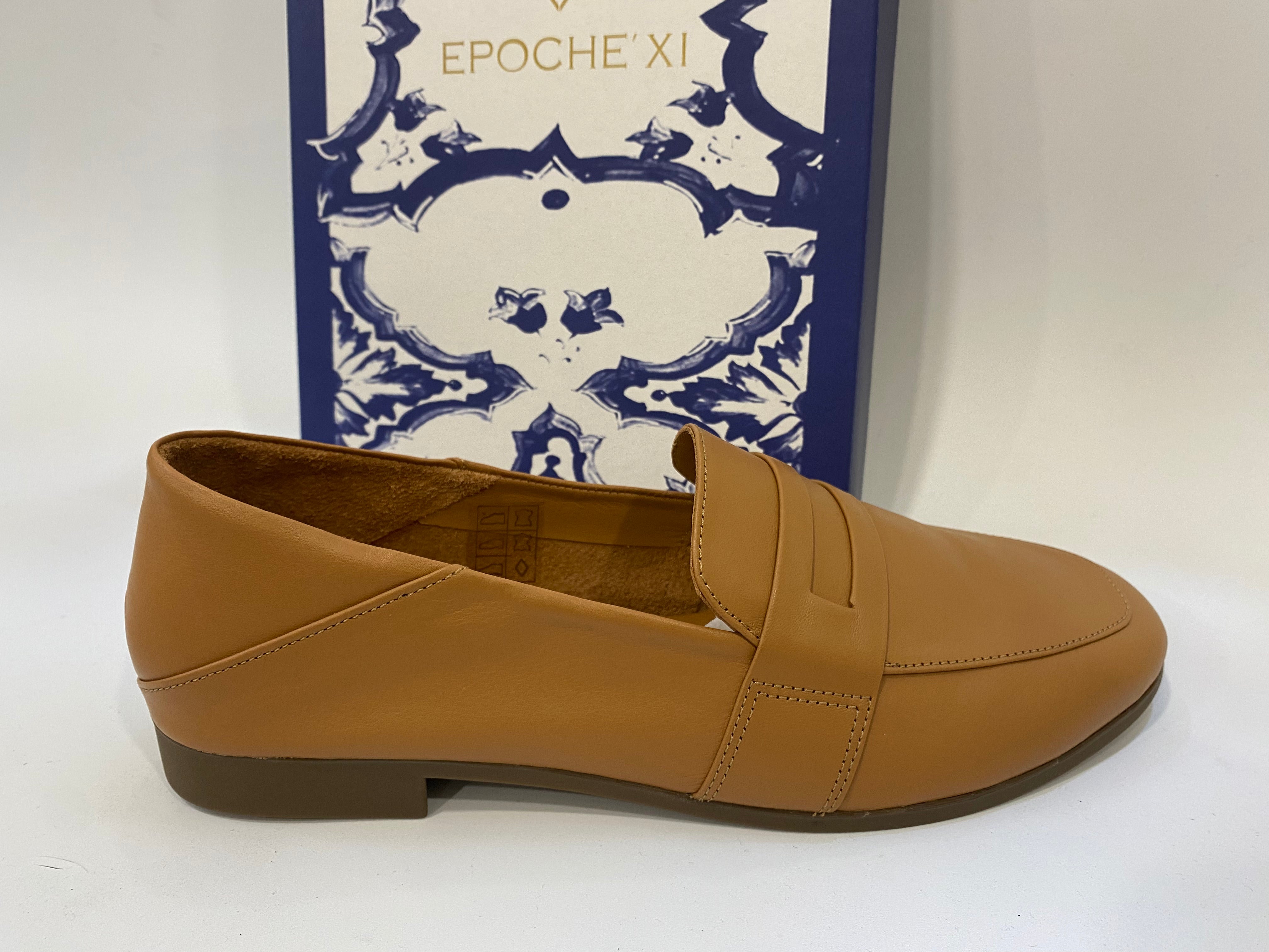 Epochè XI Napoli 28 mocassino donna tacco basso in pelle cuoio