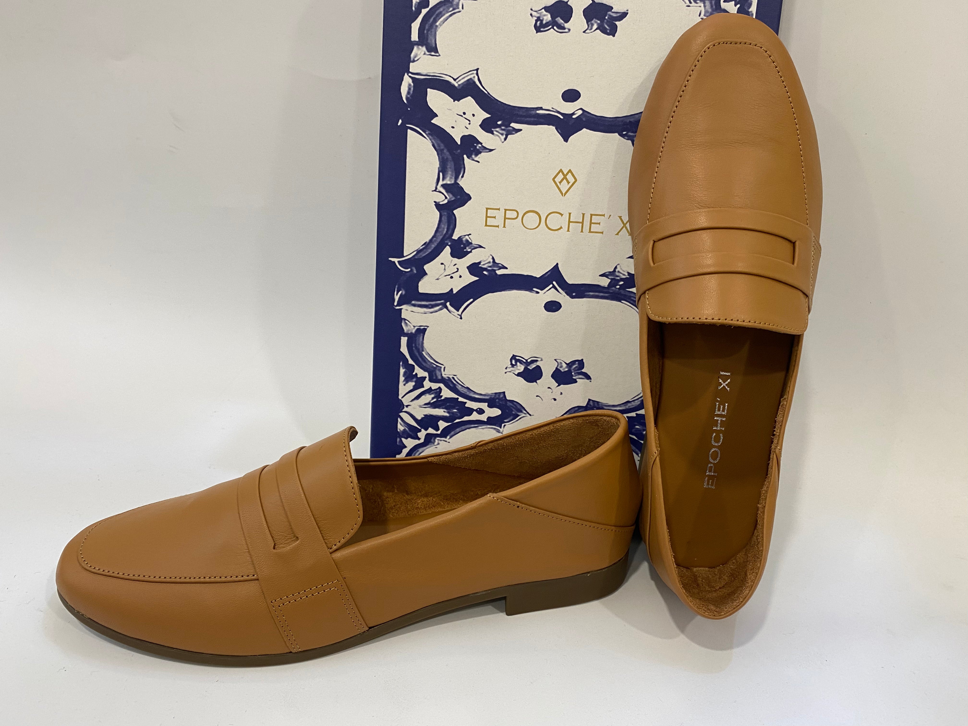 Epochè XI Napoli 28 mocassino donna tacco basso in pelle cuoio