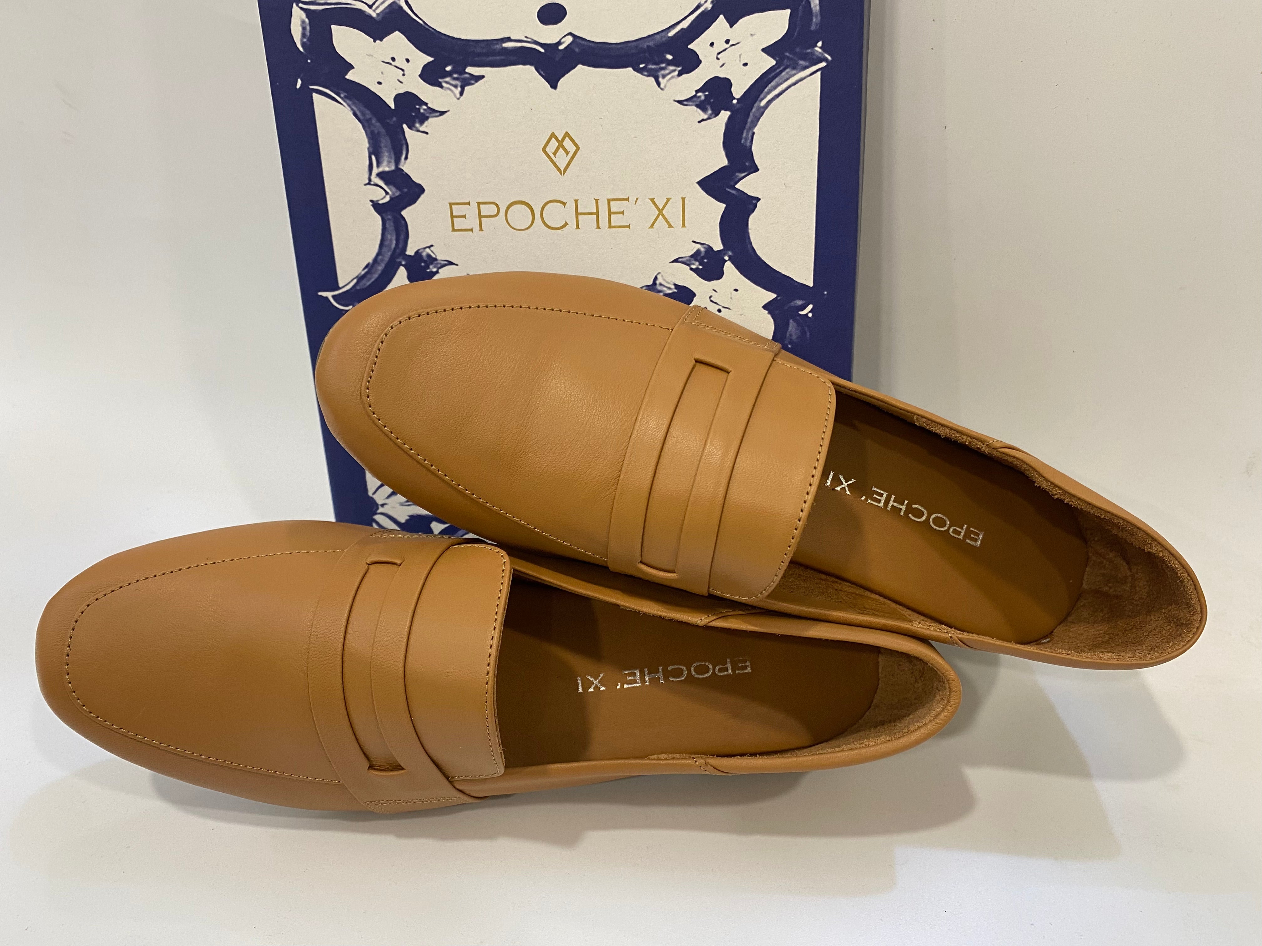 Epochè XI Napoli 28 mocassino donna tacco basso in pelle cuoio