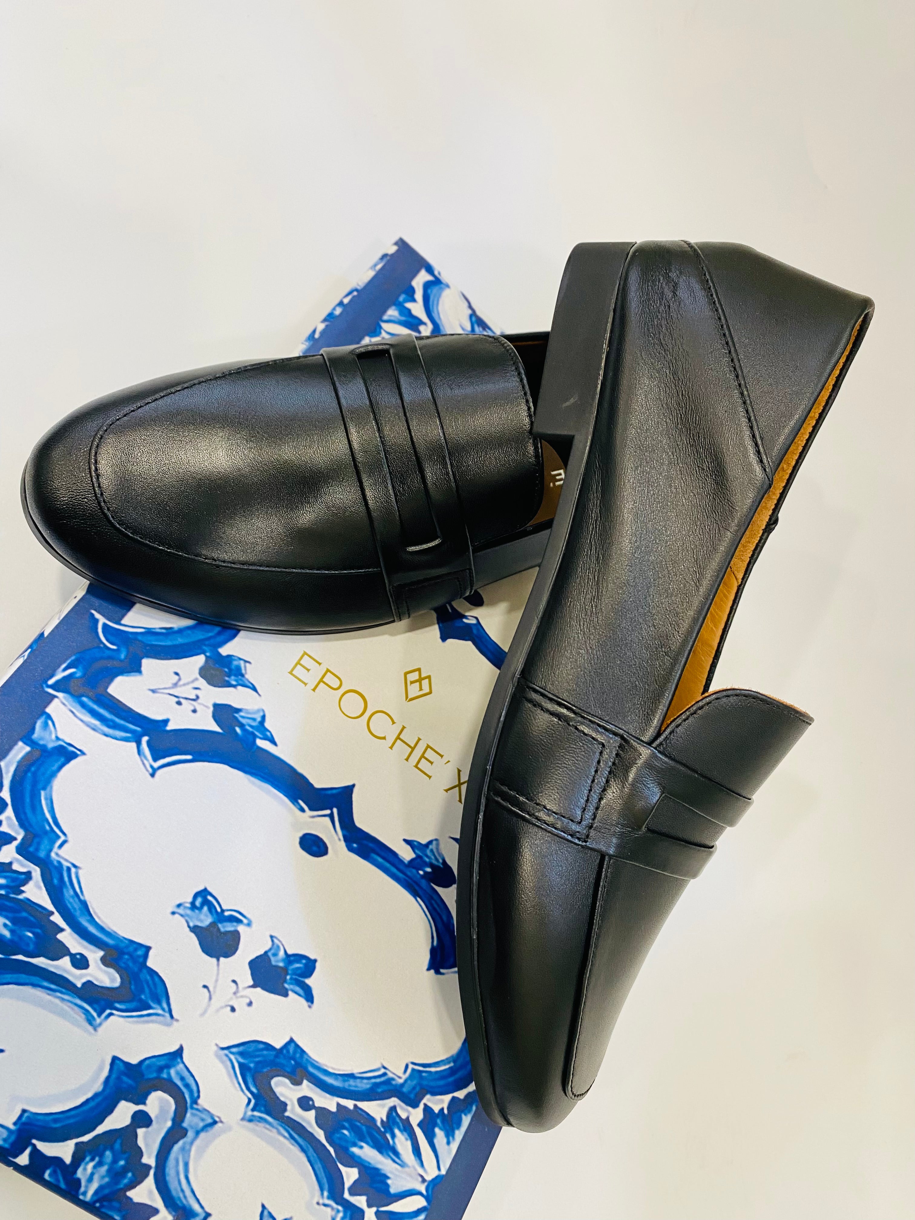 Epochè XI Napoli 28 mocassino donna tacco basso in pelle nero