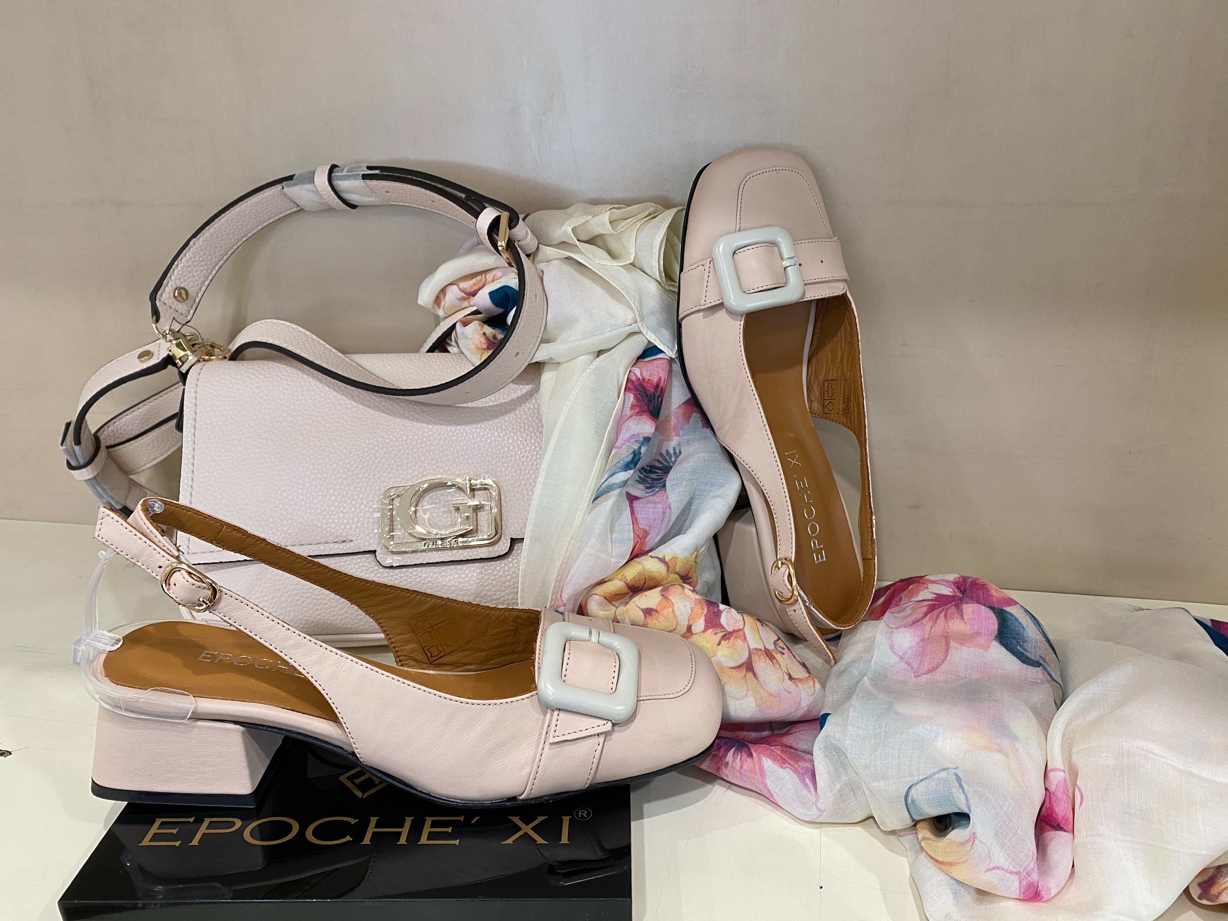Epochè XI Venice 40 slingback donna in pelle cipria tacco largo medio e fibbia in punta