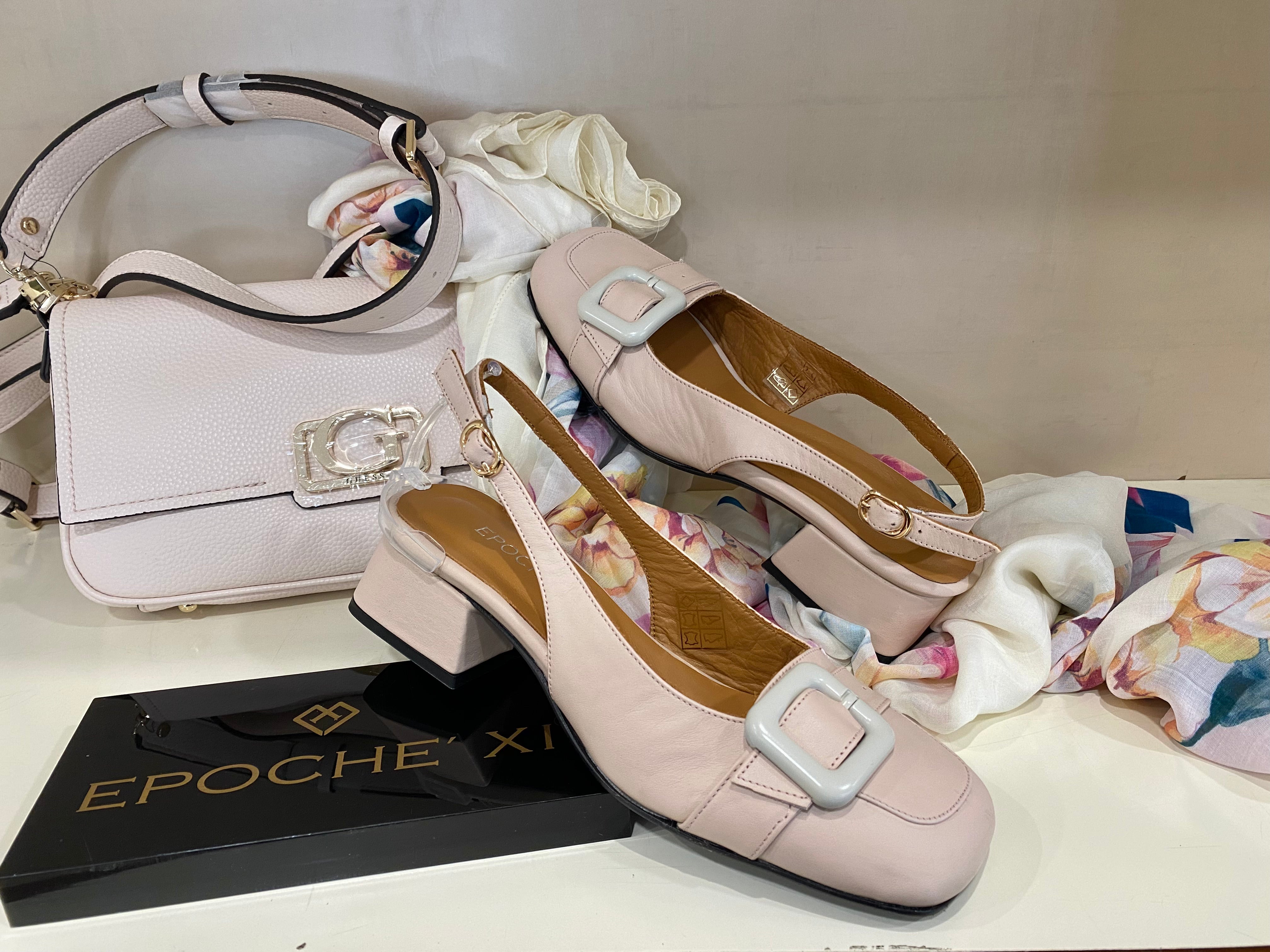 Epochè XI Venice 40 slingback donna in pelle cipria tacco largo medio e fibbia in punta
