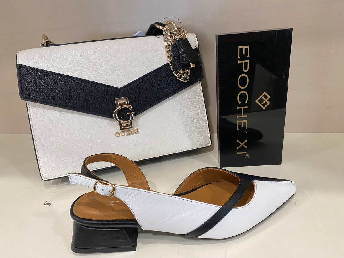 Epochè XI Limburg 23 dècolletè tacco medio in pelle bicolore bianco/nero