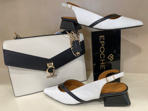 Epochè XI Limburg 23 dècolletè tacco medio in pelle bicolore bianco/nero