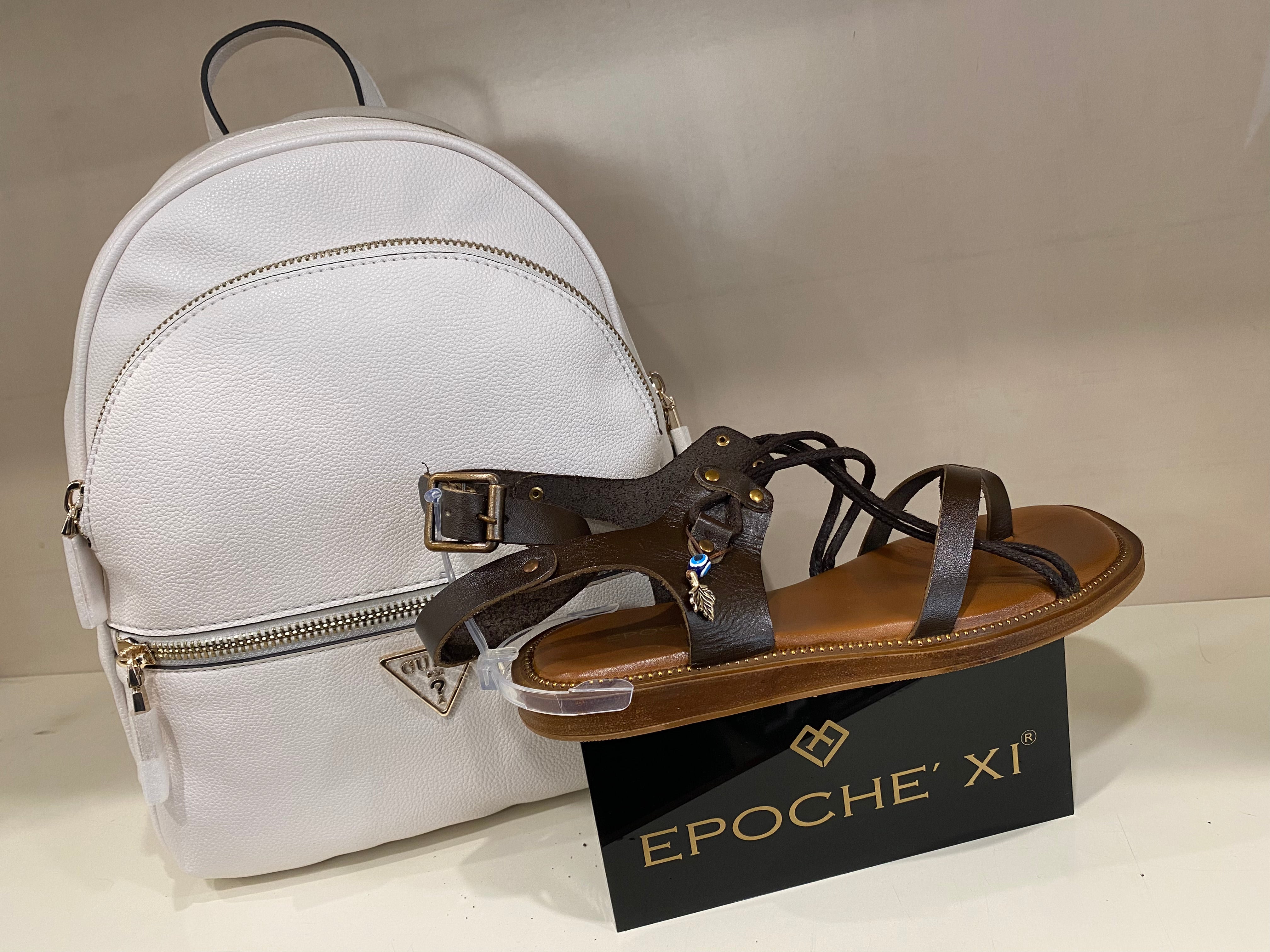 Epochè XI Siena 48 sandalo basso in pelle testa moro con accessori